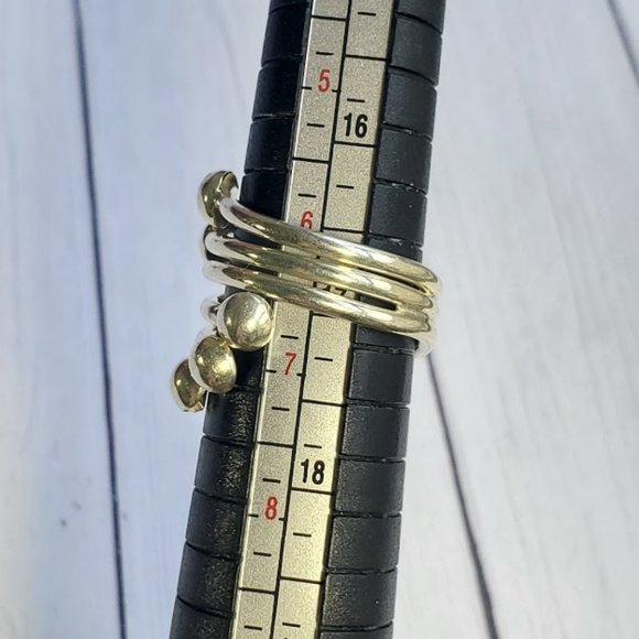 Sterling Silver Triple Layer Beaded Wrap Ring - Picture 13 of 15